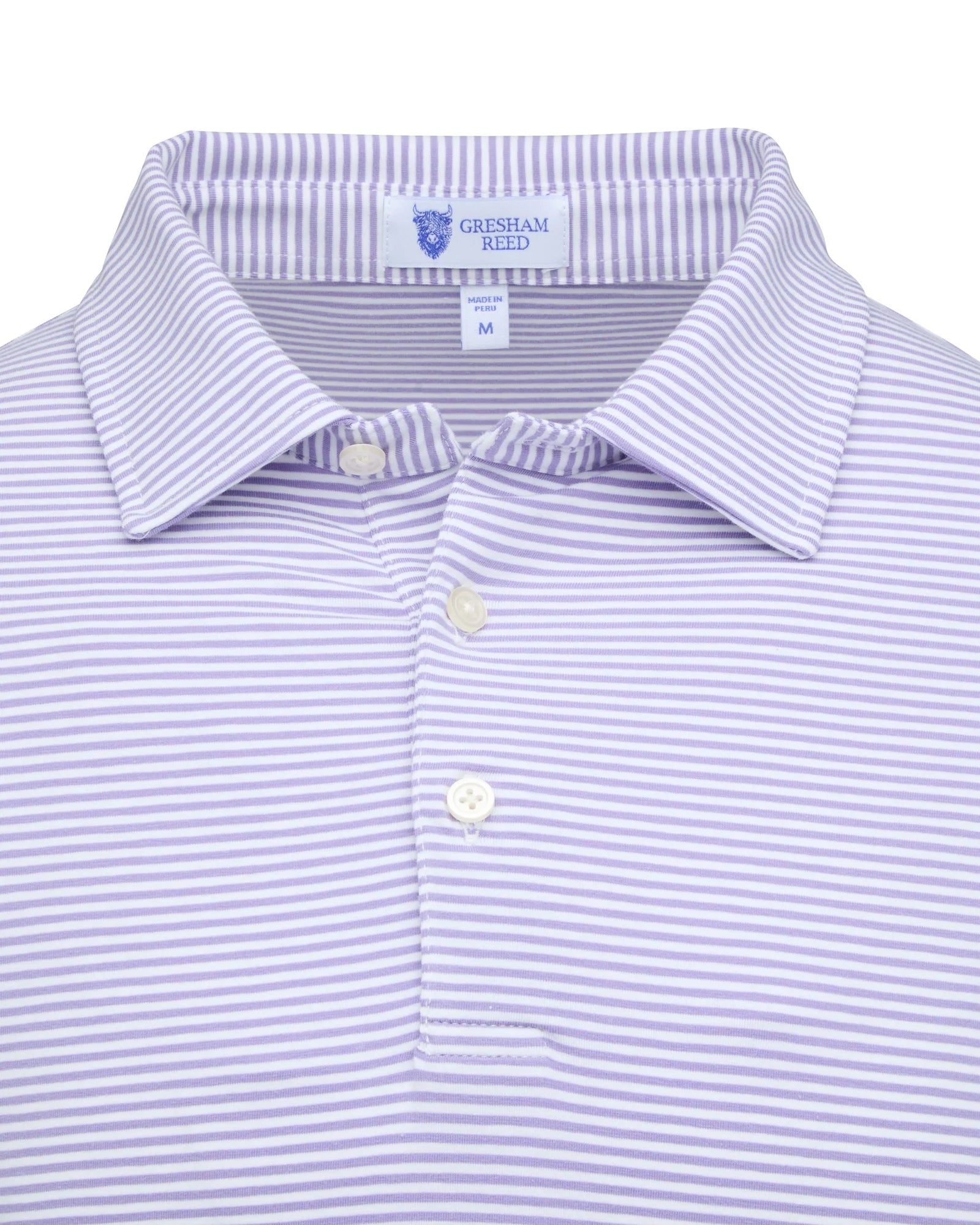 Gresham Reed - Lavender & White Stripe Polo