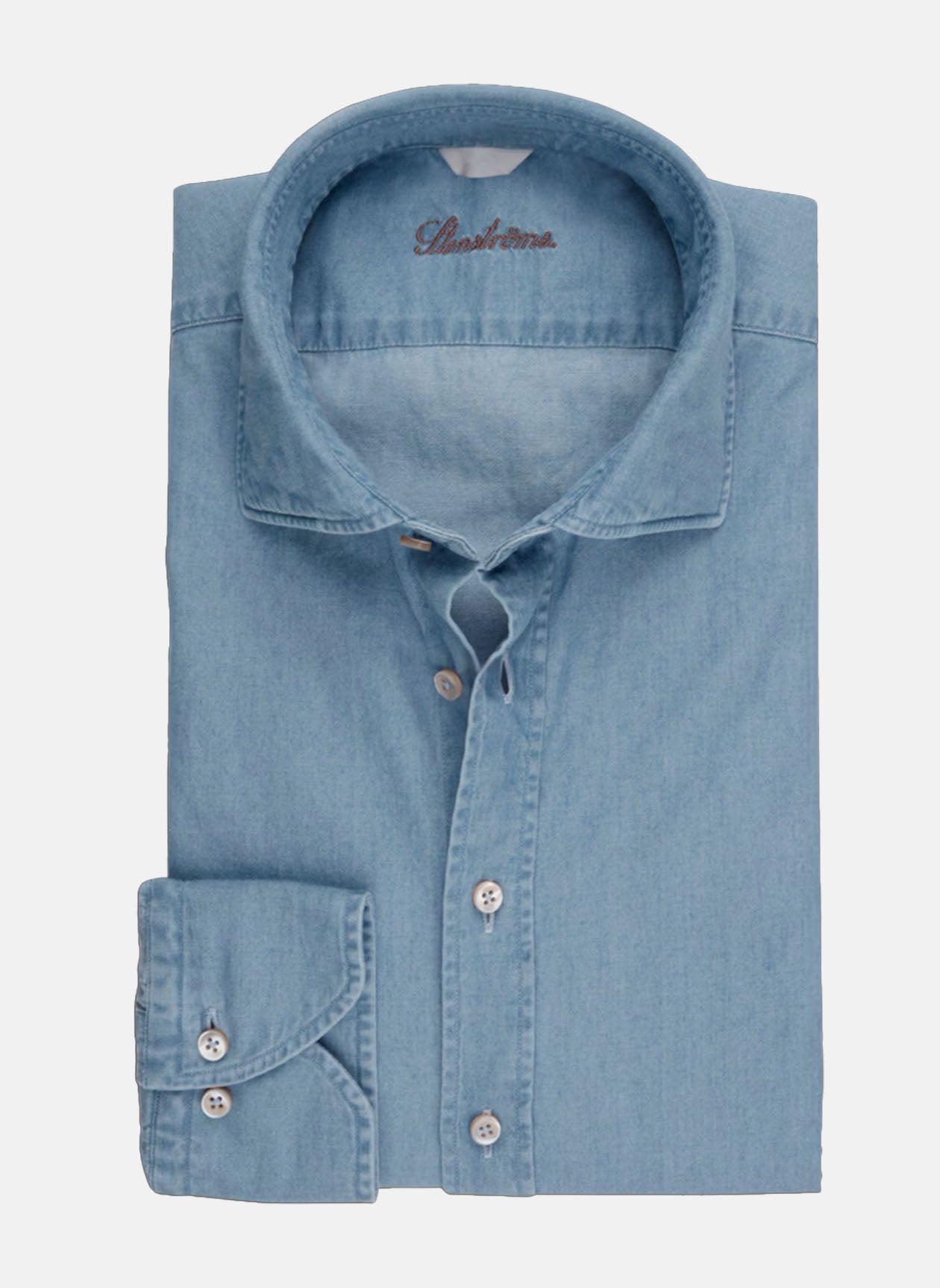 Stenströms - Blue Denim Spread Collar Shirt