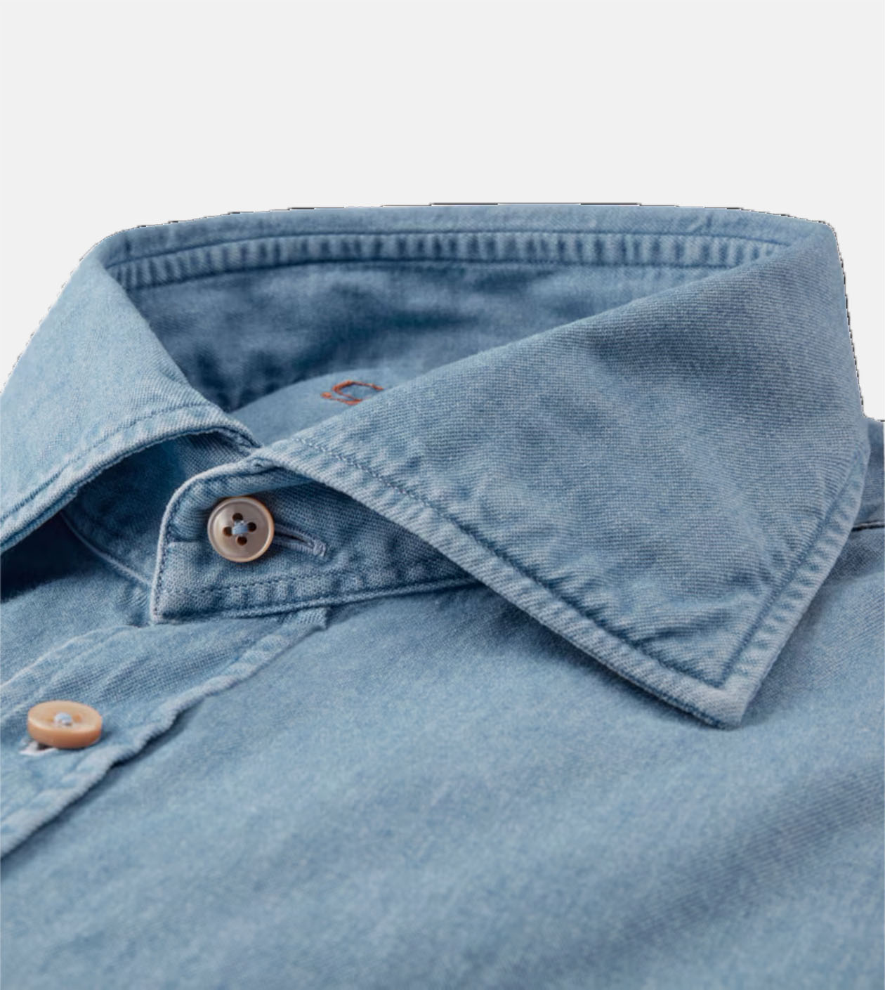 Stenströms - Blue Denim Spread Collar Shirt