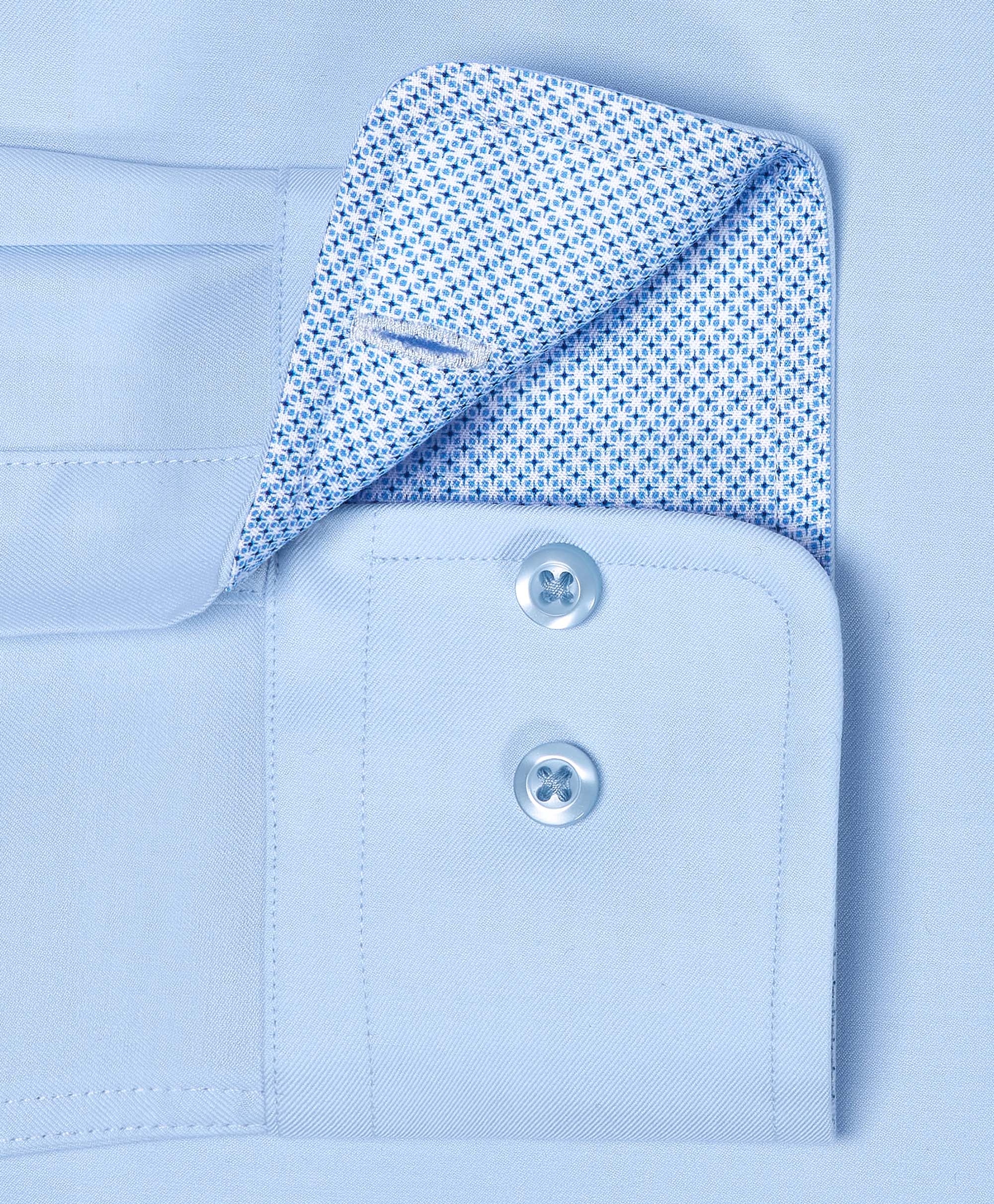 David Donahue - Sky Twill Contrast Dress Shirt - Trim