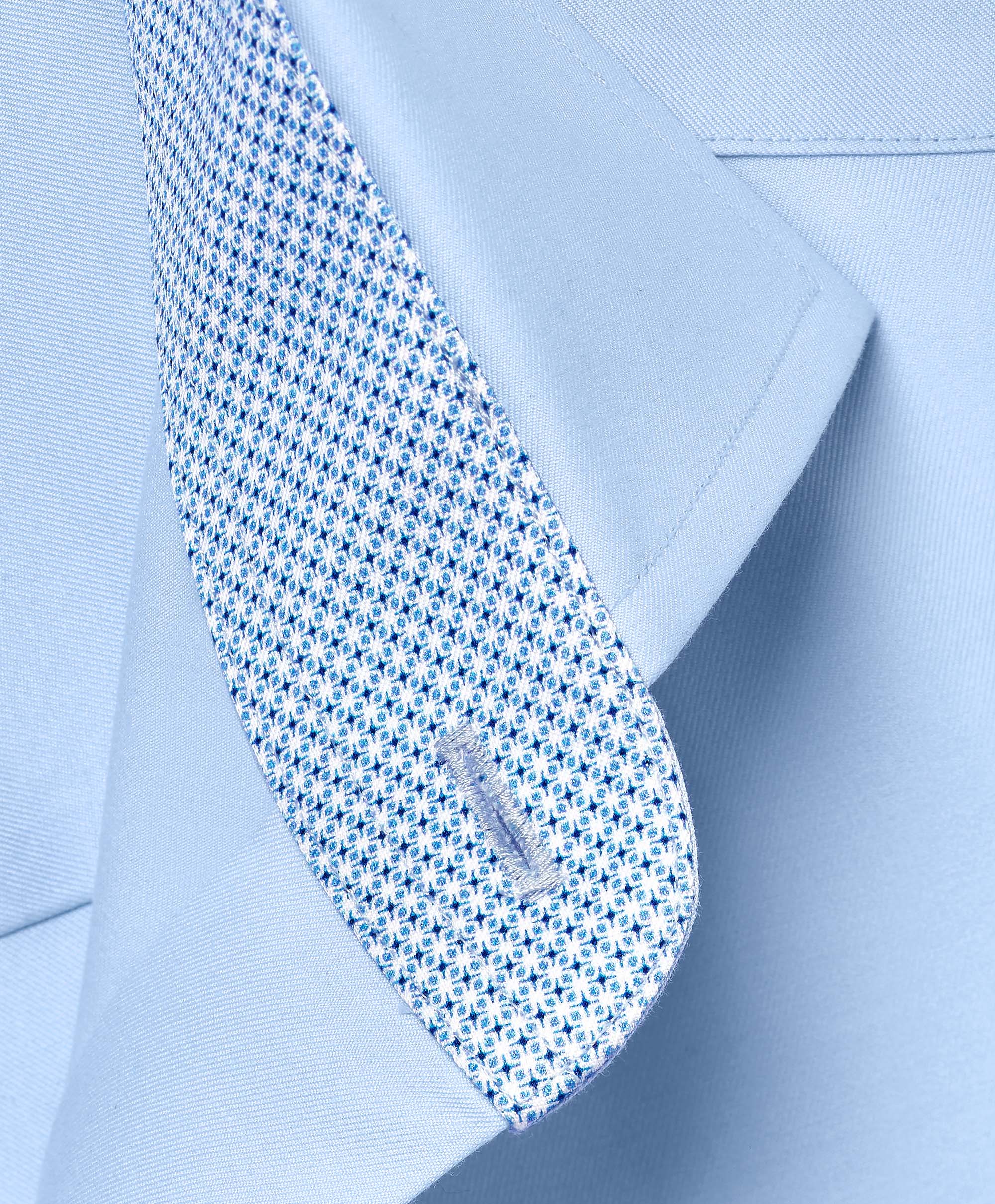 David Donahue - Sky Twill Contrast Dress Shirt - Trim