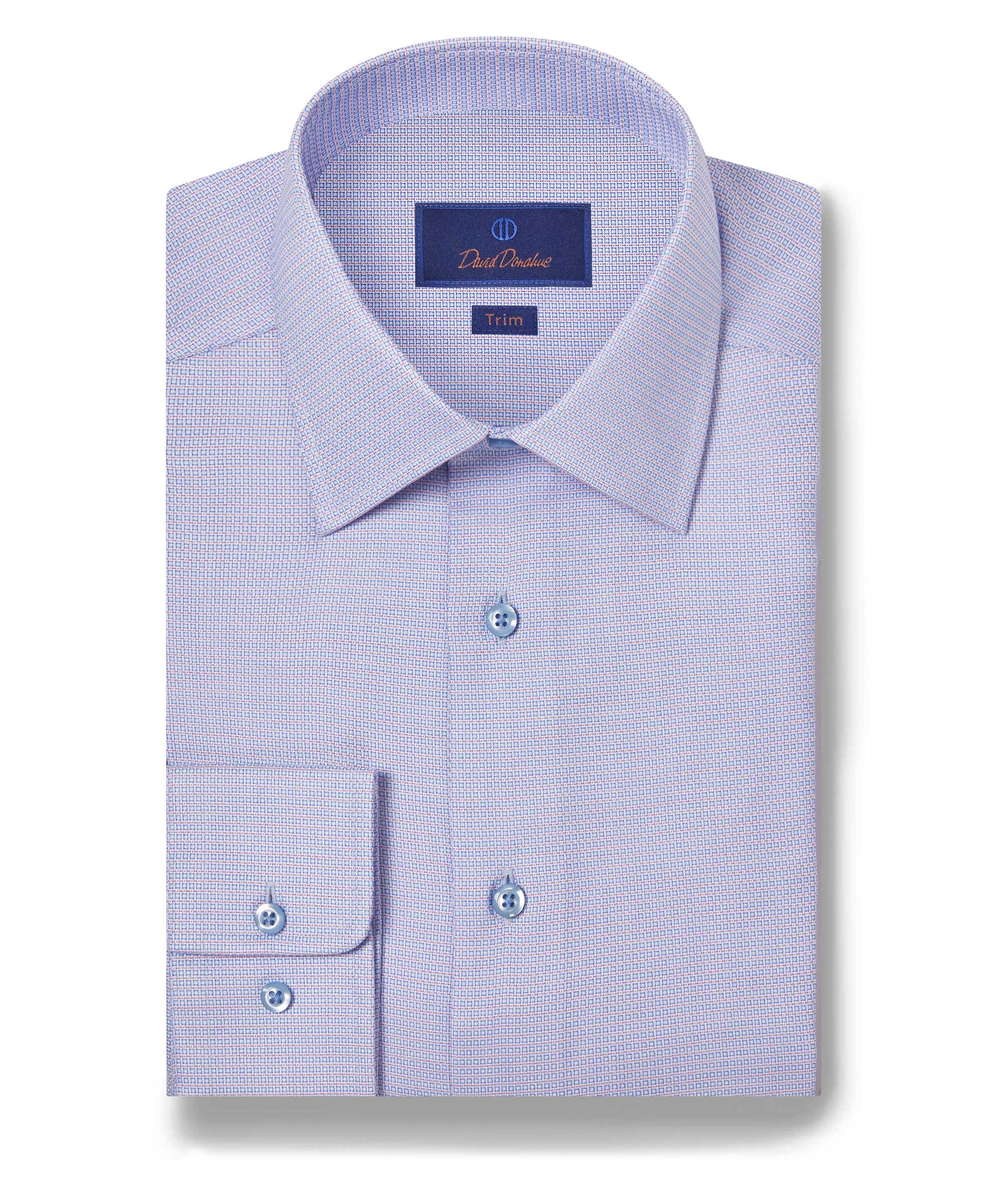David Donahue - Blue & Berry Geometric Dobby Dress Shirt
