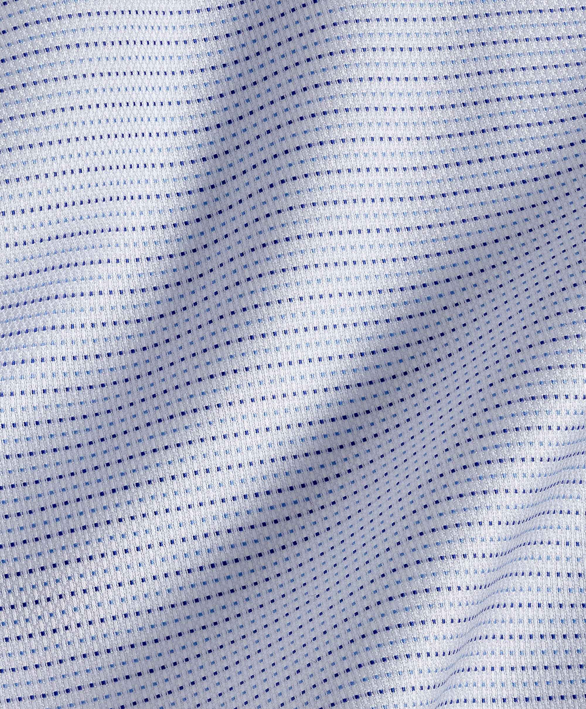 David Donahue - White & Blue Micro Dobby Dot Dress Shirt