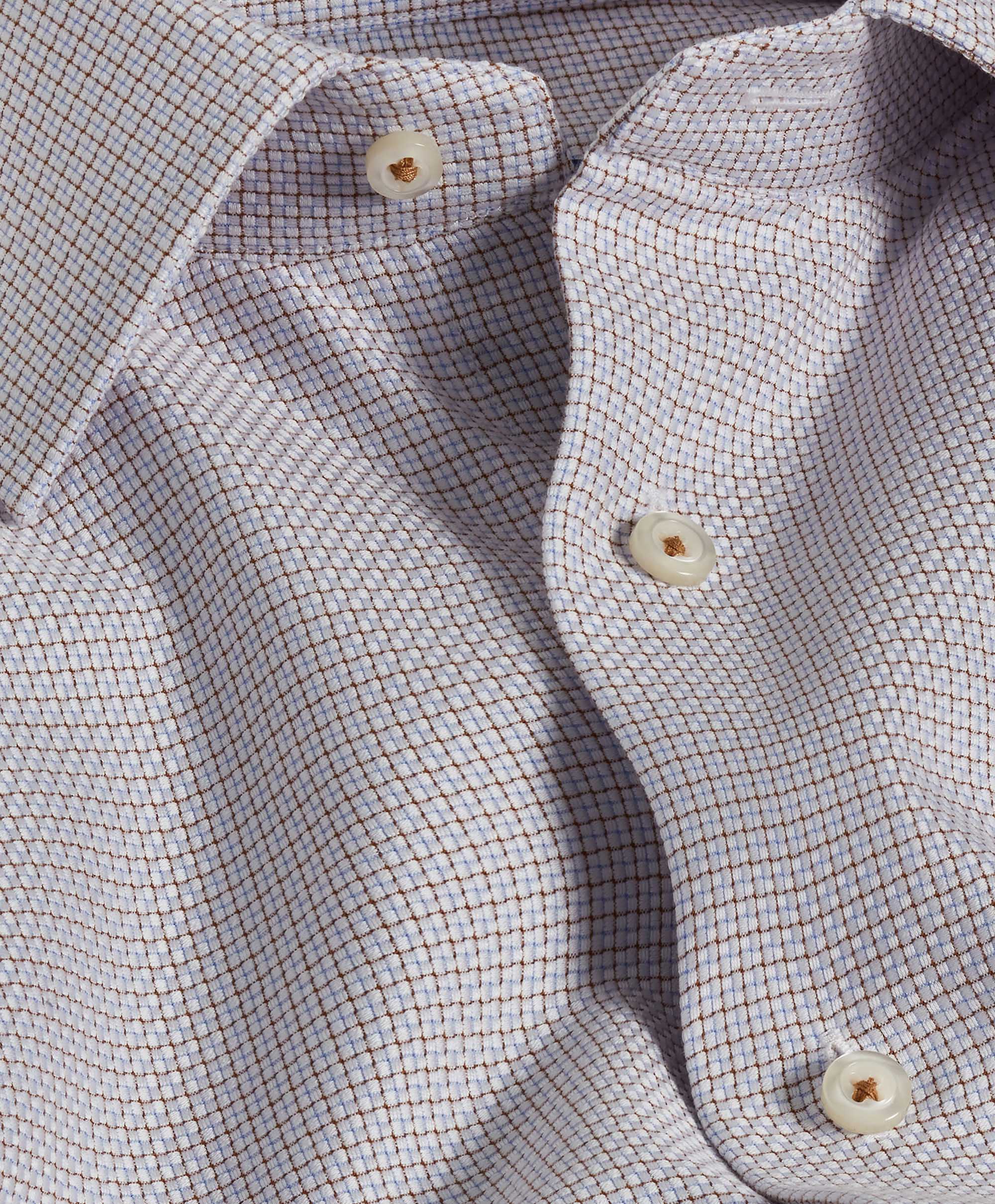 David Donahue - Sky/Chocolate Woven Tattersall Dress Shirt