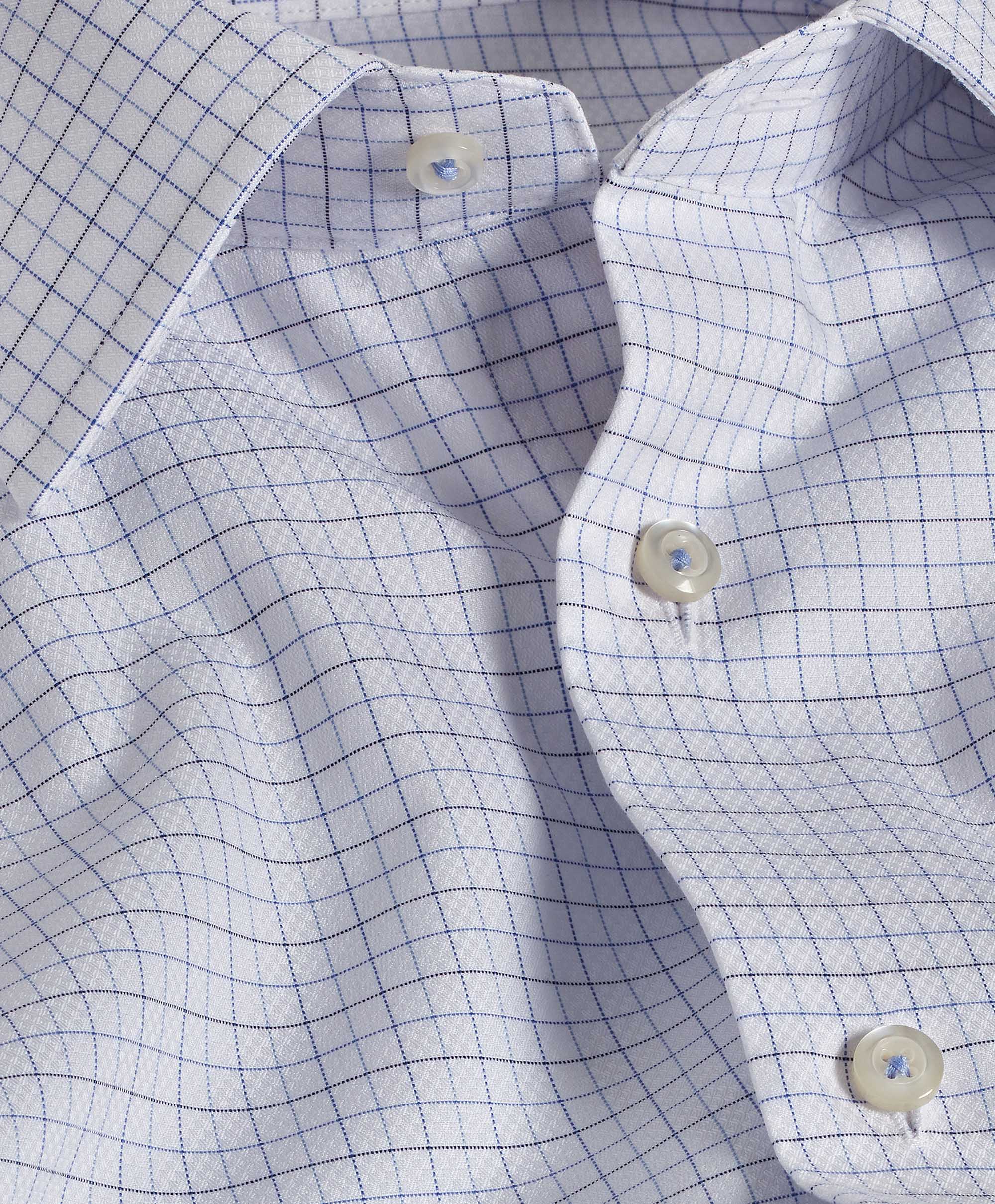 David Donahue - White & Blue Tattersall Check Dress Shirt