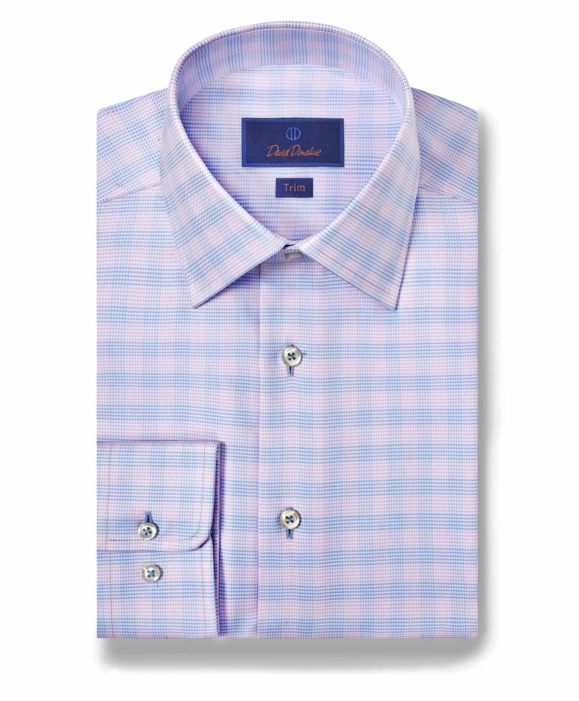 David Donahue - Sky & Berry Twill Check Dress Shirt