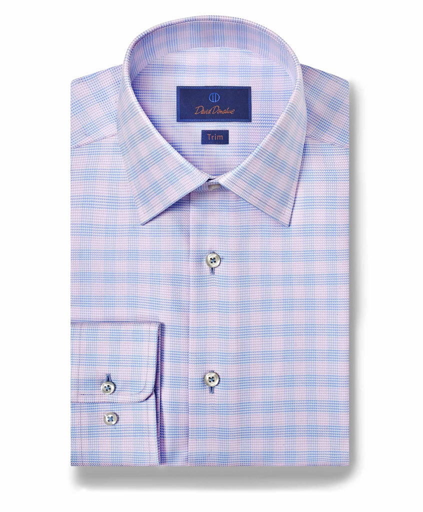 David Donahue - Sky & Berry Twill Check Dress Shirt David Donahue - Sky & Berry Twill Check Dress Shirt