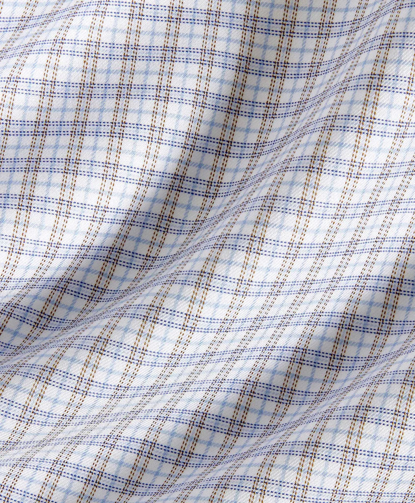 David Donahue - Sky & Chocolate Twill Check Dress Shirt