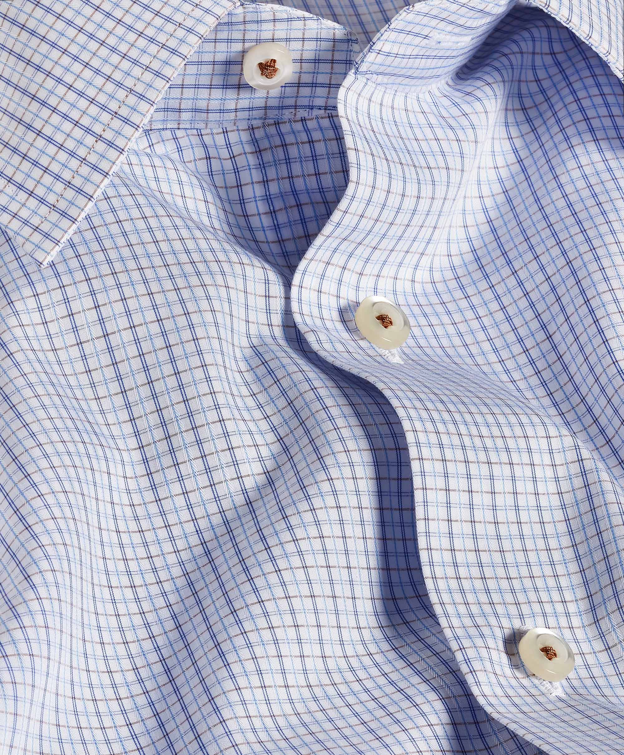 David Donahue - White & Chocolate Dobby Check Dress Shirt