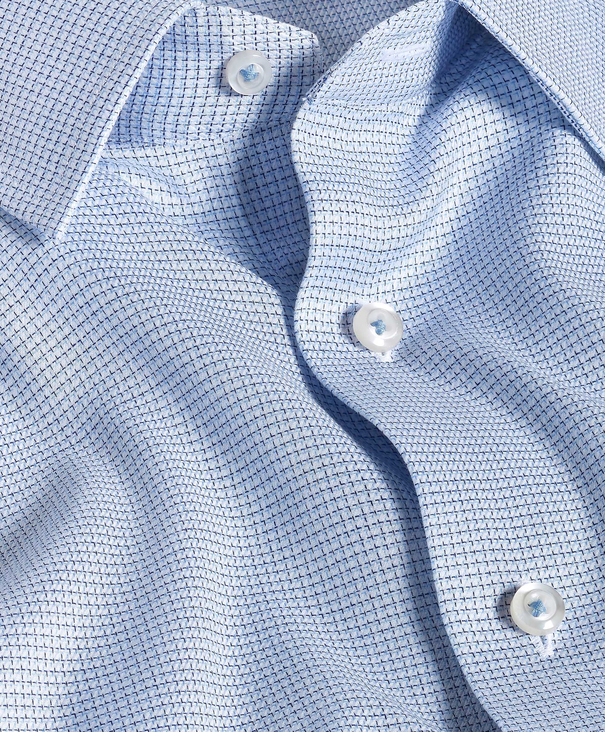 David Donahue - White & Blue Check Stretch Dress Shirt