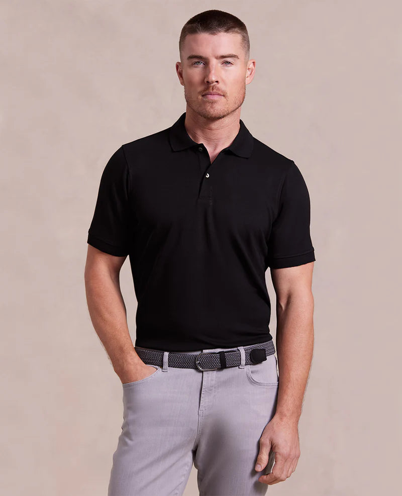 Rye 51 - The Holden Washed Double Knit SS Polo - Black