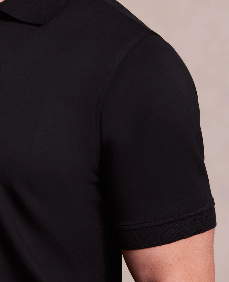 Rye 51 - The Holden Washed Double Knit SS Polo - Black