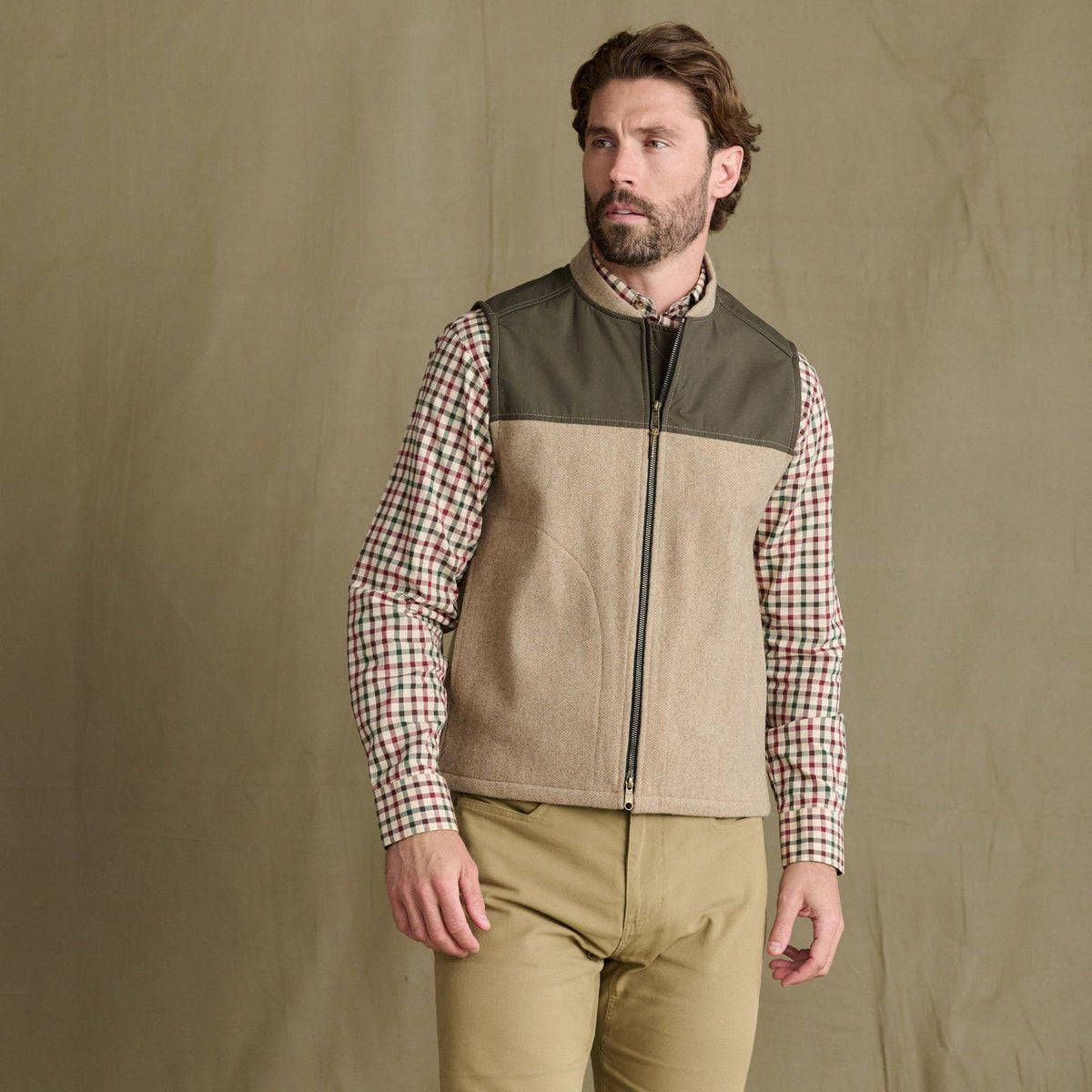 Tom Beckbe - Northwoods Vest - Camel Wetland Green