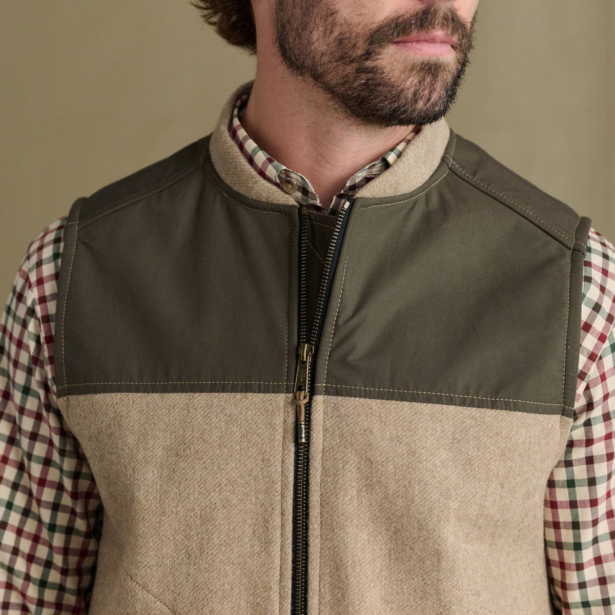 Tom Beckbe - Northwoods Vest - Camel Wetland Green