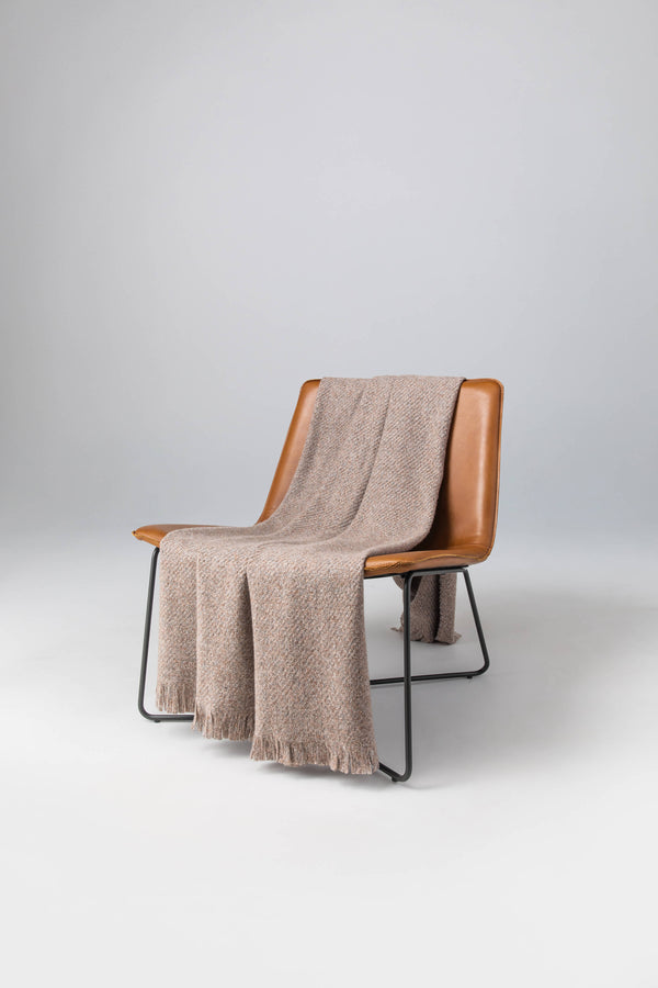 Johnstons of Elgin - Brushed Bouclé Cashmere Silk Throw - Fawn Mix