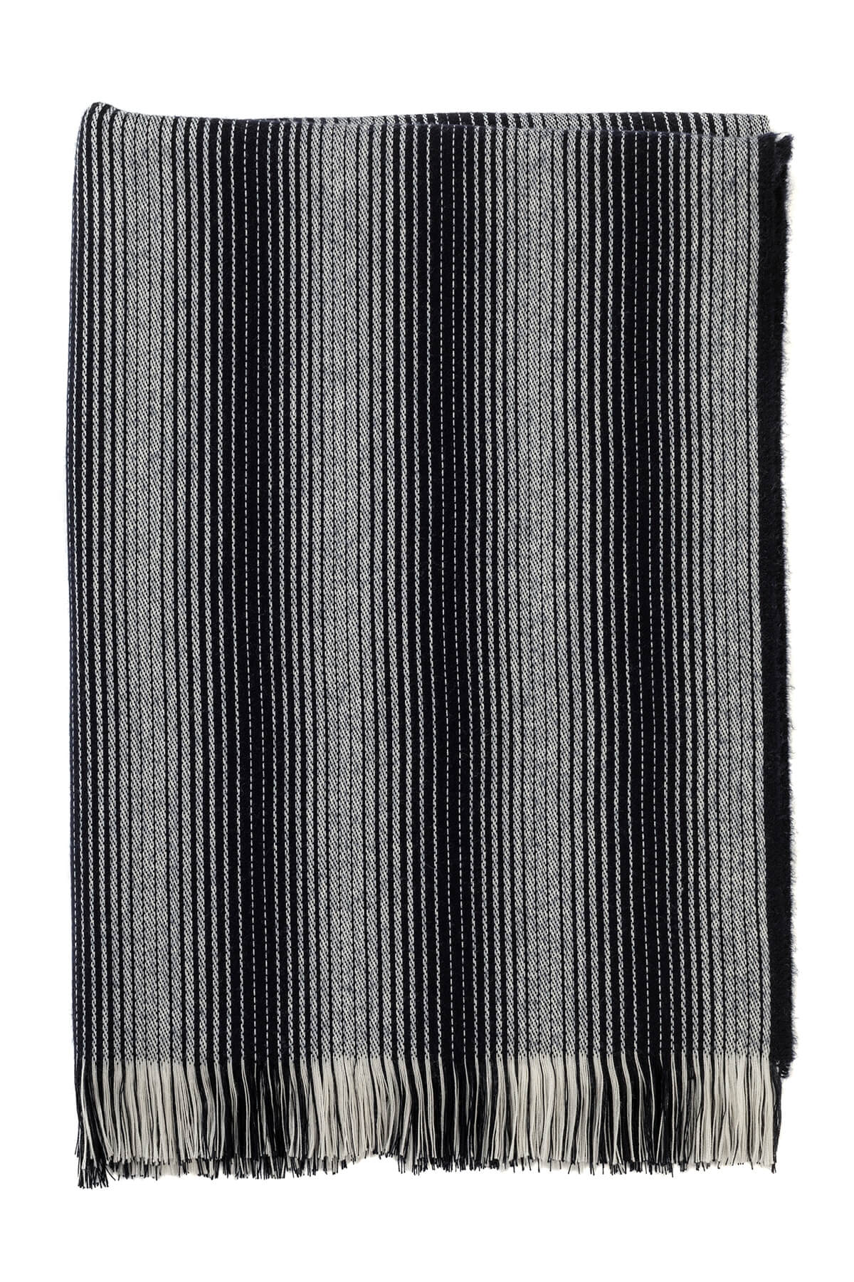 Johnstons of Elgin - Navy Ombré Stripe Merino Throw