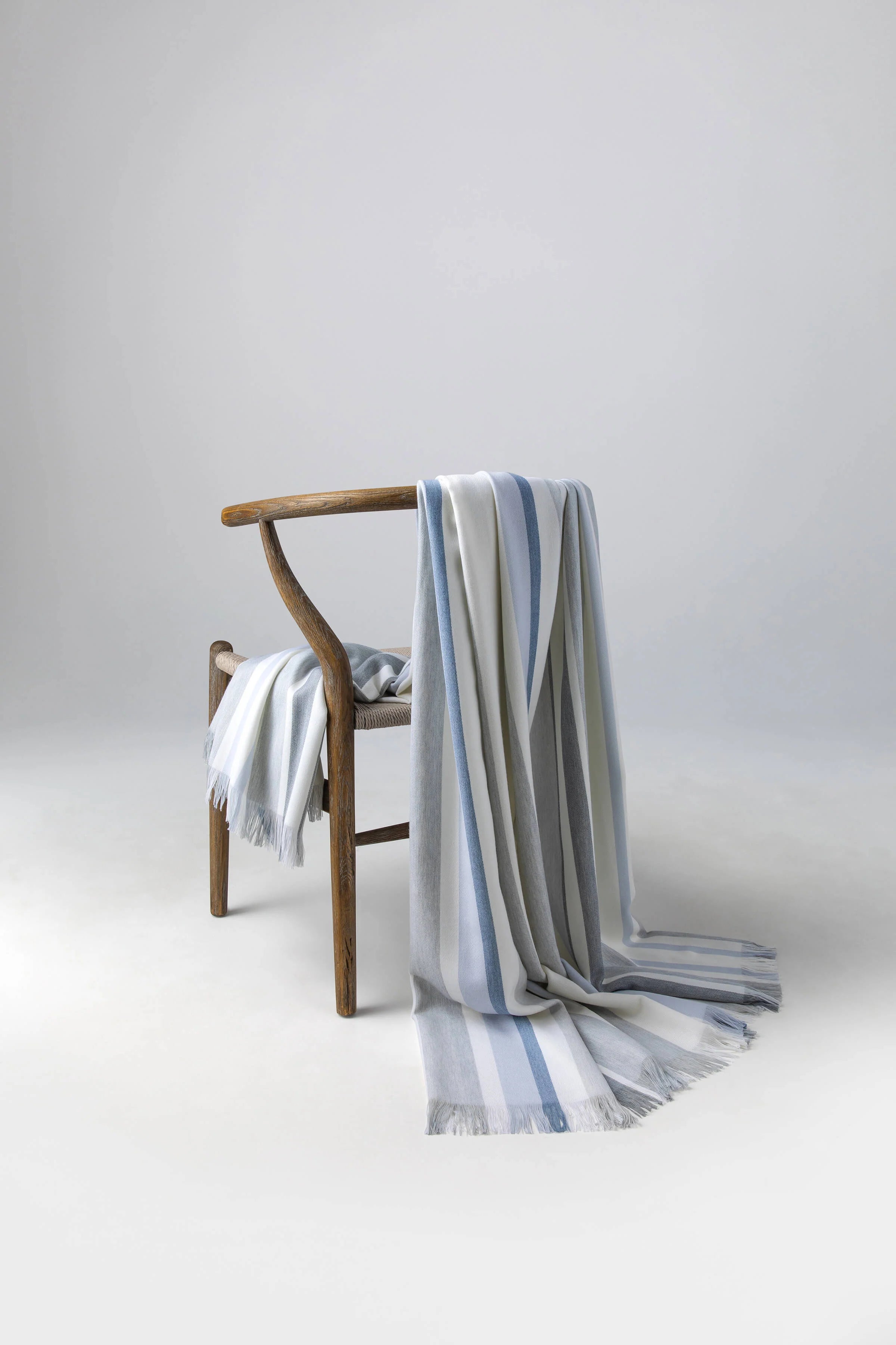 Johnstons of Elgin - Multi Stripe Merino Throw - Grey