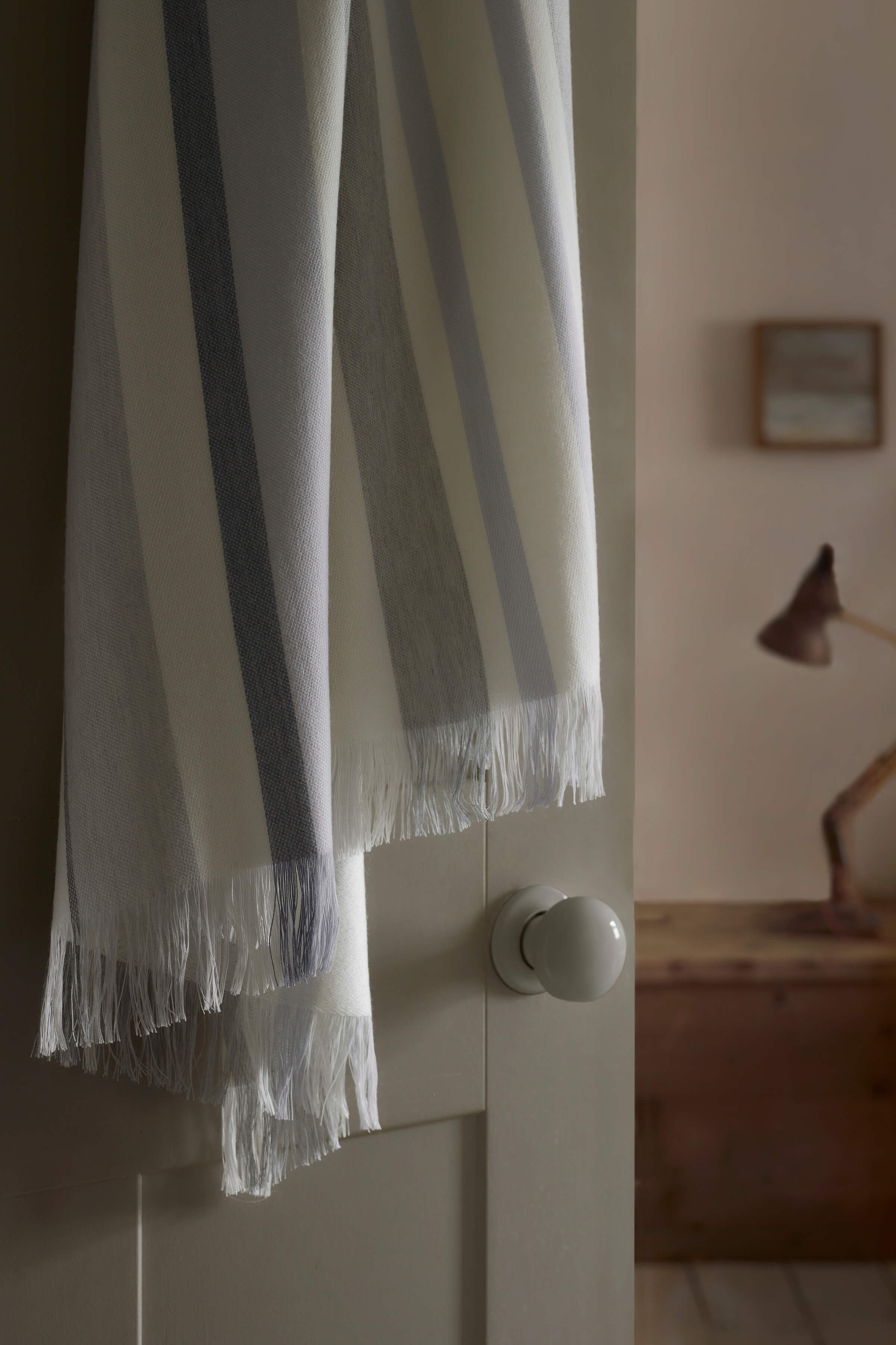 Johnstons of Elgin - Multi Stripe Merino Throw - Grey