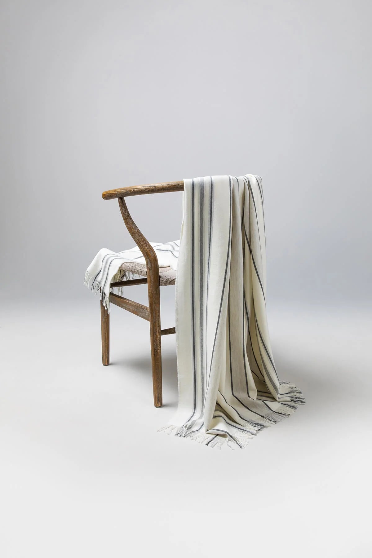 Johnstons of Elgin - Grey Simple Stripe Merino Throw