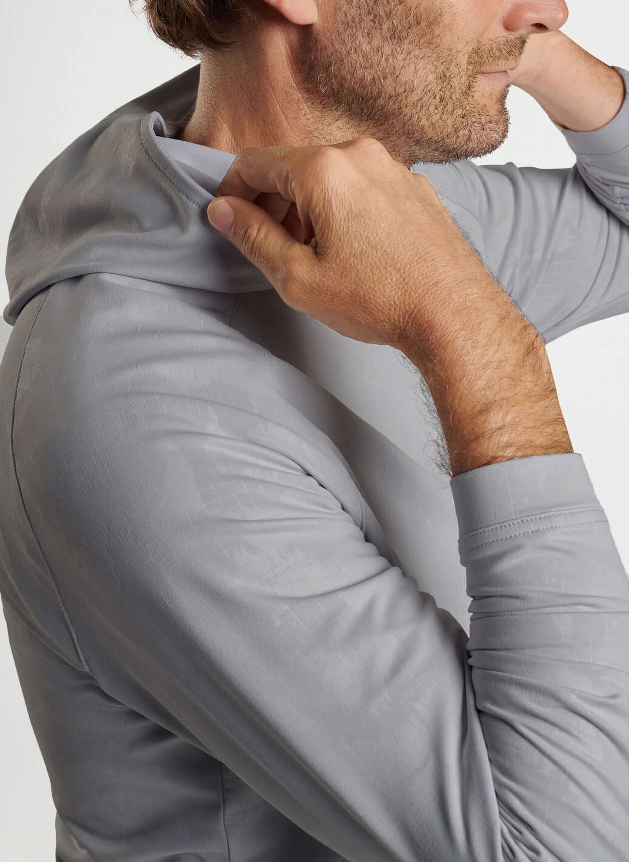Peter Millar - Block G Windowpane Camo Performance Hoodie - Gale Grey