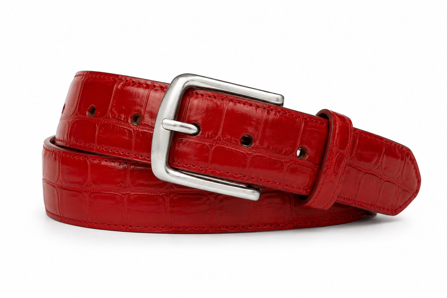 W. Kleinberg - Matte Alligator Belt - Red