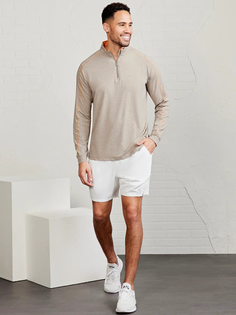 Tasc - Carrollton Lightweight Quarter Zip - Gray Oak Heather/Terra Heather