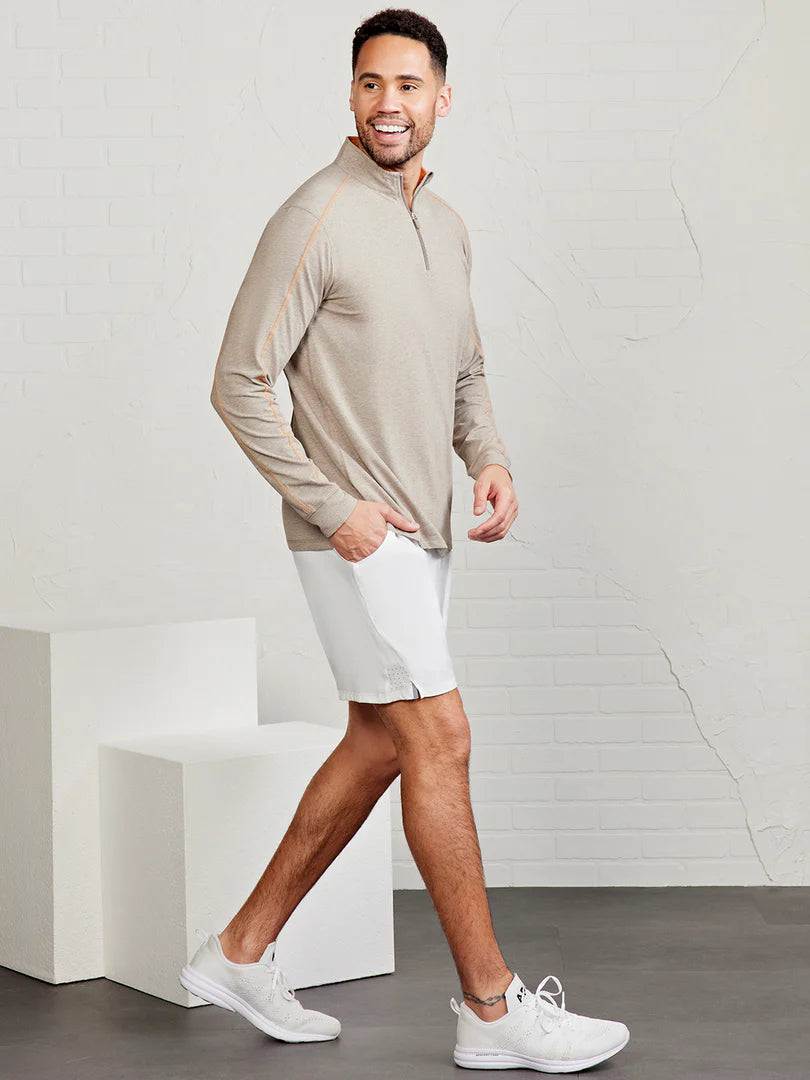 Tasc - Carrollton Lightweight Quarter Zip - Gray Oak Heather/Terra Heather
