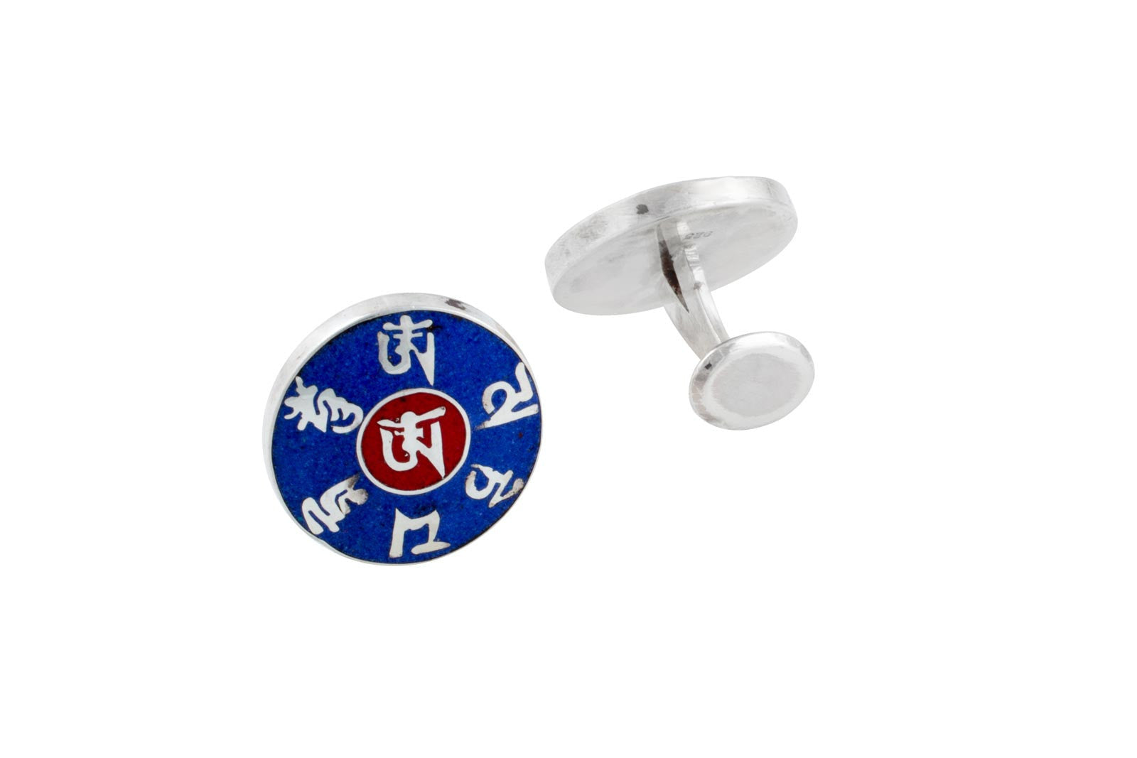Spivey - Crushed Lapis Lazuli & Coral Sterling Cufflinks