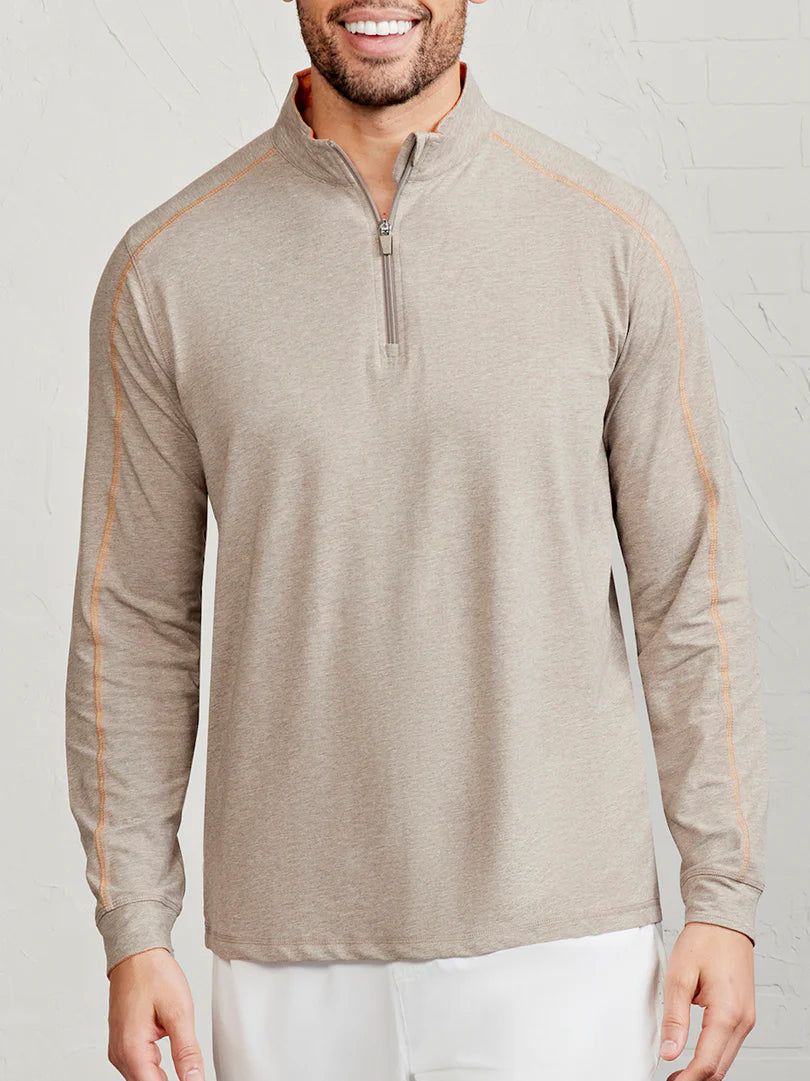 Tasc - Carrollton Lightweight Quarter Zip - Gray Oak Heather/Terra Heather