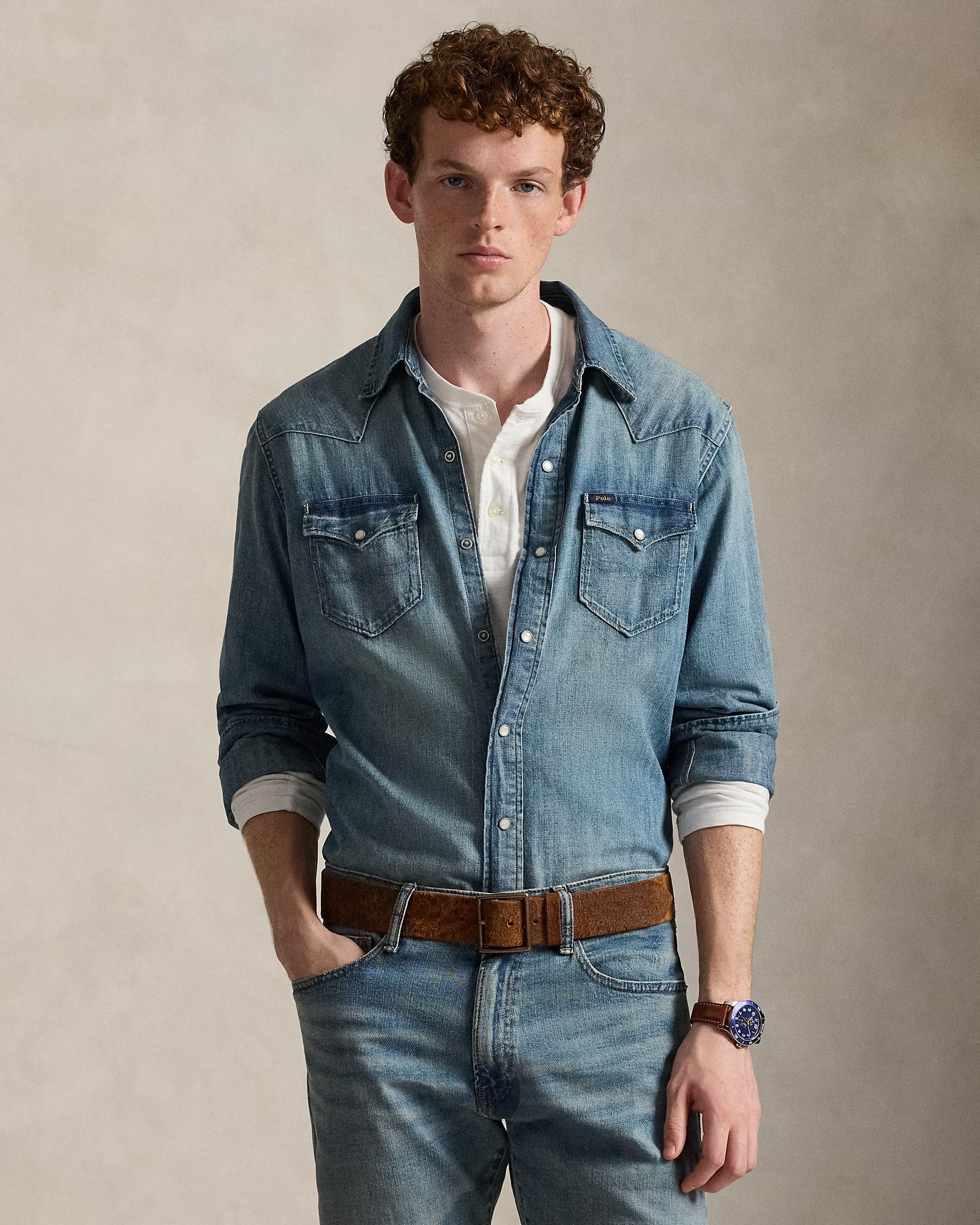 Ralph Lauren - Slub Denim Western Shirt - Blue