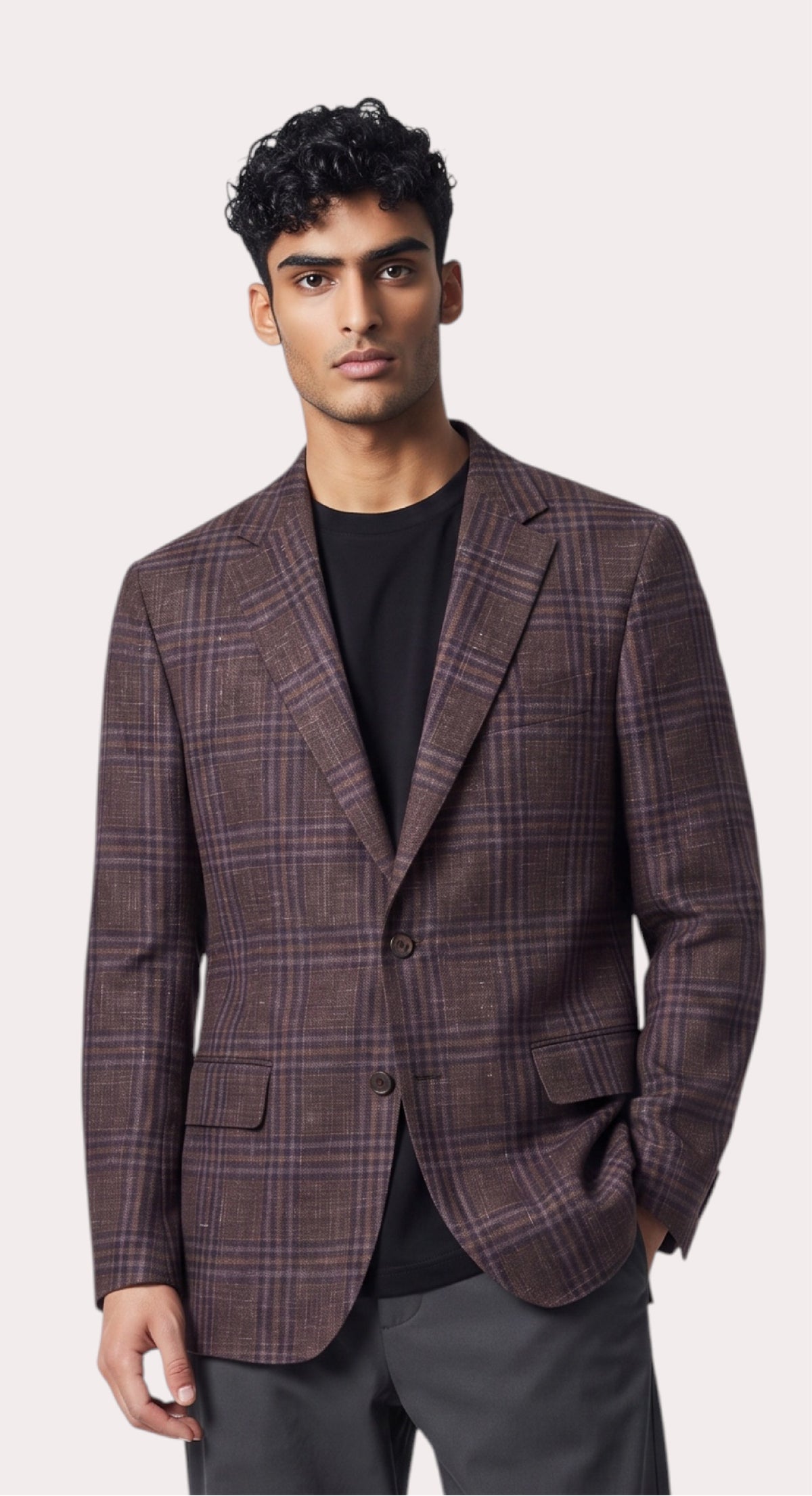 Paul Betenly - Soft Sport Coat - Navy & Grape Plaid