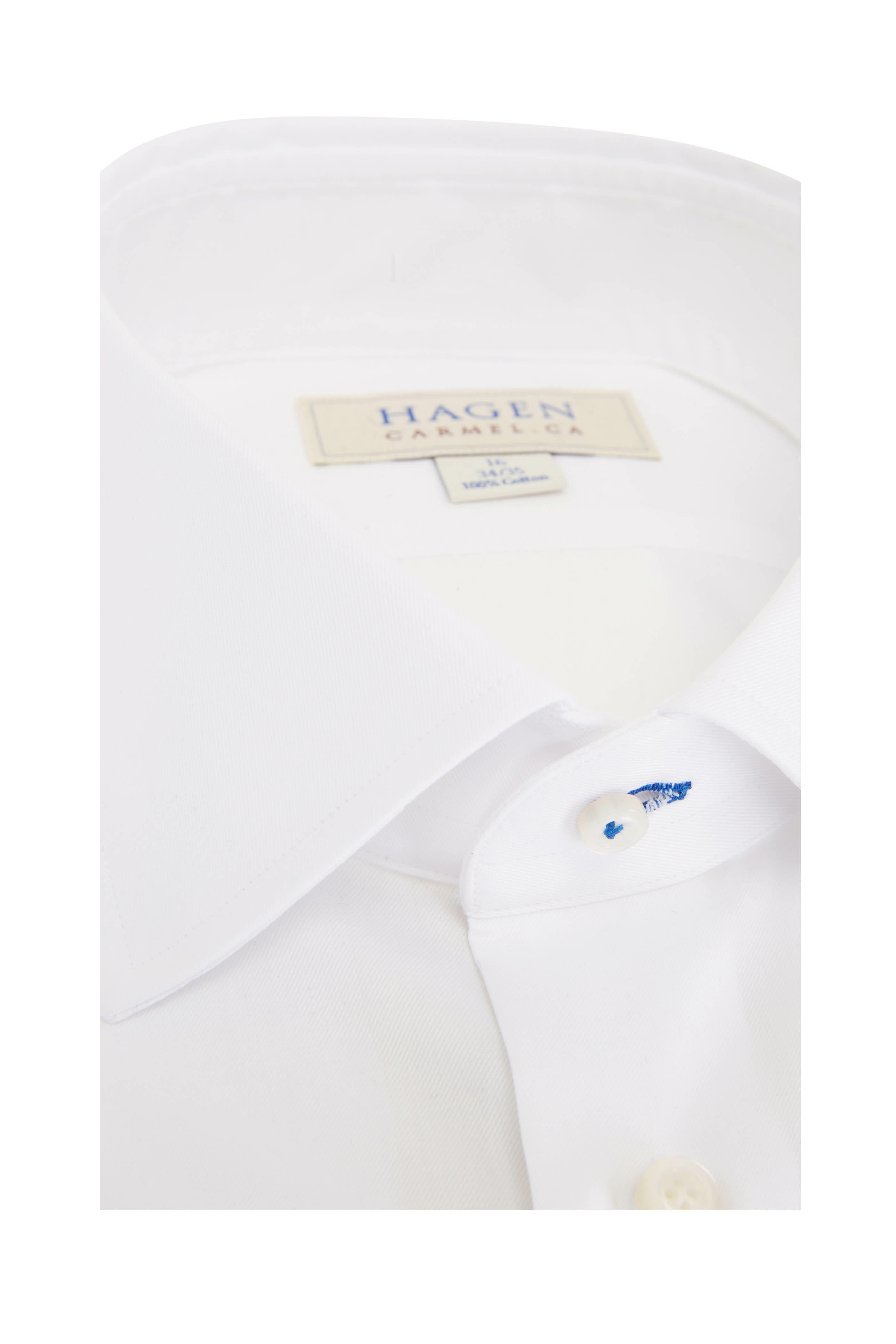 Hagen - White Super Fine Twill Dress Shirt