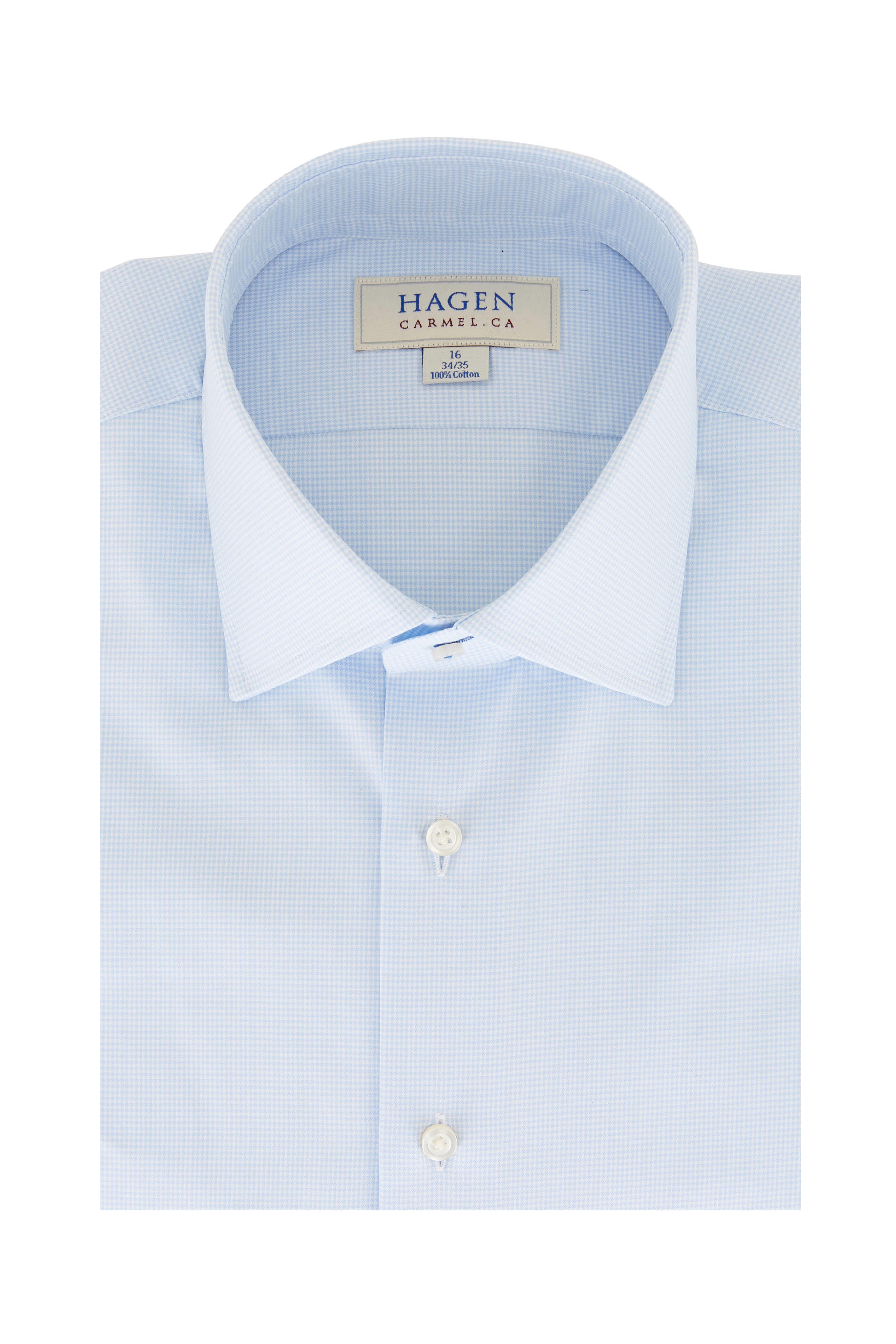 Hagen - Sky Mini Houndstooth Dress Shirt