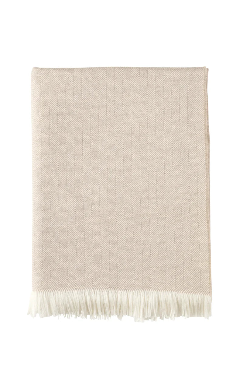 Johnstons of Elgin - Fawn Herringbone Merino Throw